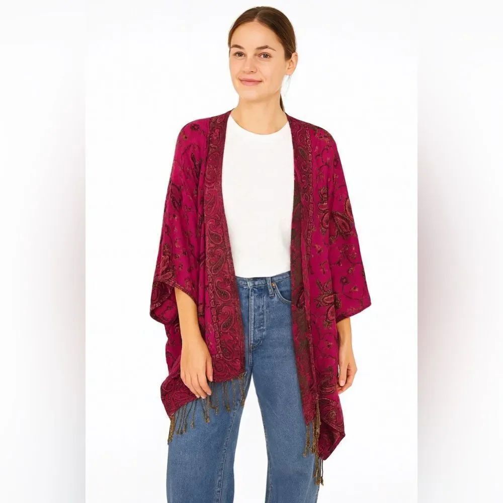 Magenta and Black Poncho